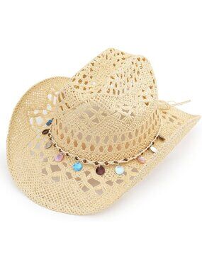 Men's Beige-m25 Straw Adjustable Wide Brim Sun Beach Western Cowgirl Cowboy Hat
